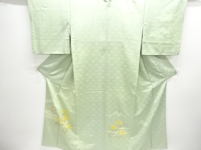 JAPANESE KIMONO / ANTIQUE KIMONO / SILK / TSUMUGI / TREES & PUPPIES